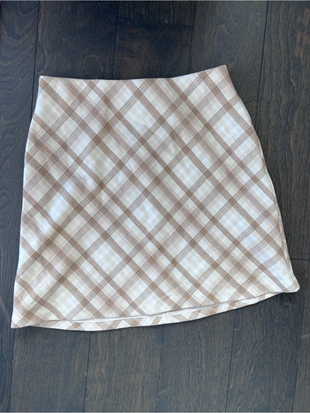 Wilfred Plaid Mini Skirt in Cream and Tan